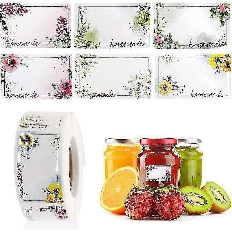 500 Pieces Jam Labels,Rectangle Flower Self-adhesive Label Labels Jars Stickers,Suitable for Jam Jar
