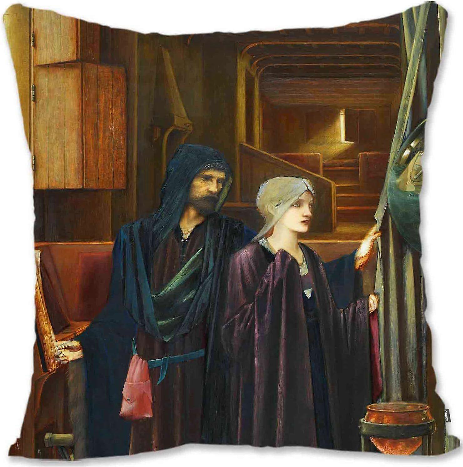 c898装飾トス枕カバーカバープロテクターロマンチックな肖像画アート - バーンジョーンズ - ウィザードEJ(a1-466)jk898