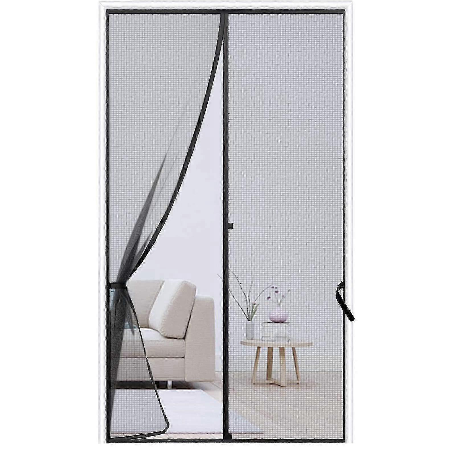 Mesh Screen Door Curtain: Automatic Closing with Magnets, Pet Proof & Ventilation for Porch & Patio - 28x79in