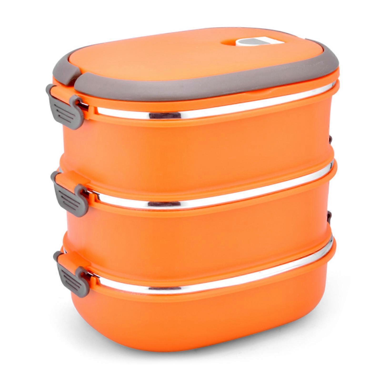 Heavy Dutys Rectangular Stainles Steel Meals Prepg Container Stackabled Layer Perfect for Camping Work  Orange