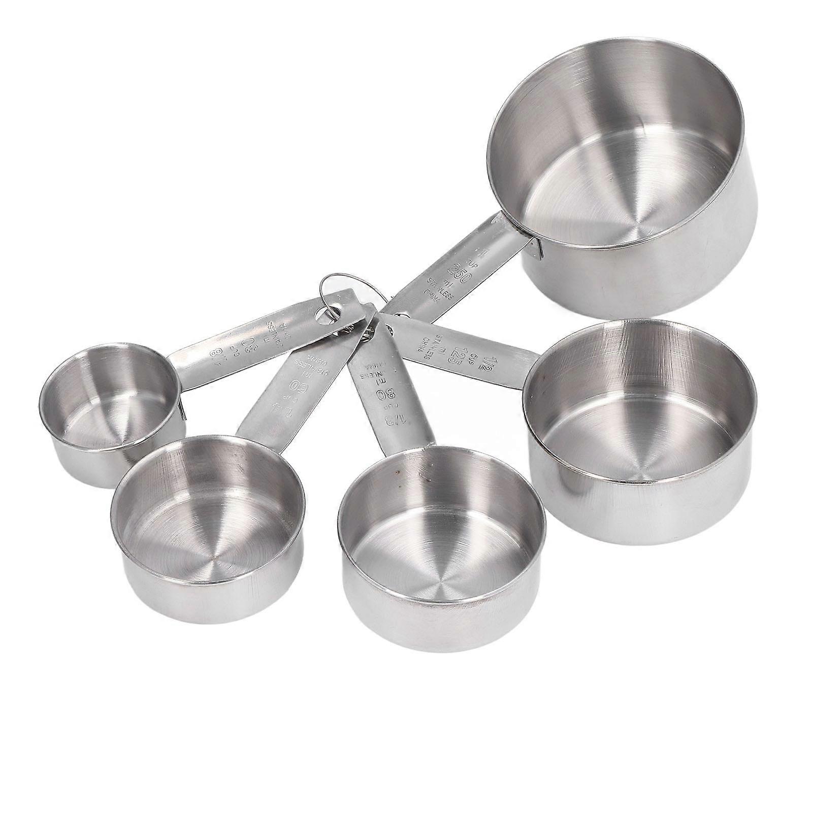 5pcs Stackable Stainless Steel Measuring Cups Set with Scale Kitchen Cooking Baking Tool
