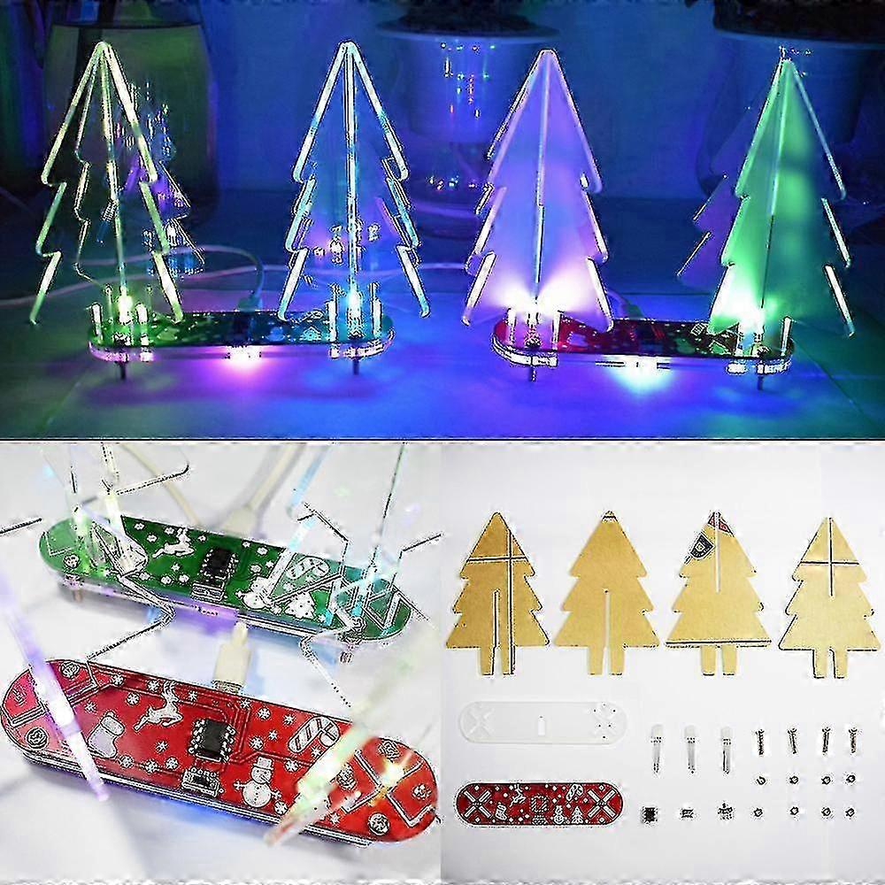 2025 Diy Full Color Gradient Led Acrylic 3d Christmas Tree Electronic Light Kit Desktop Decor