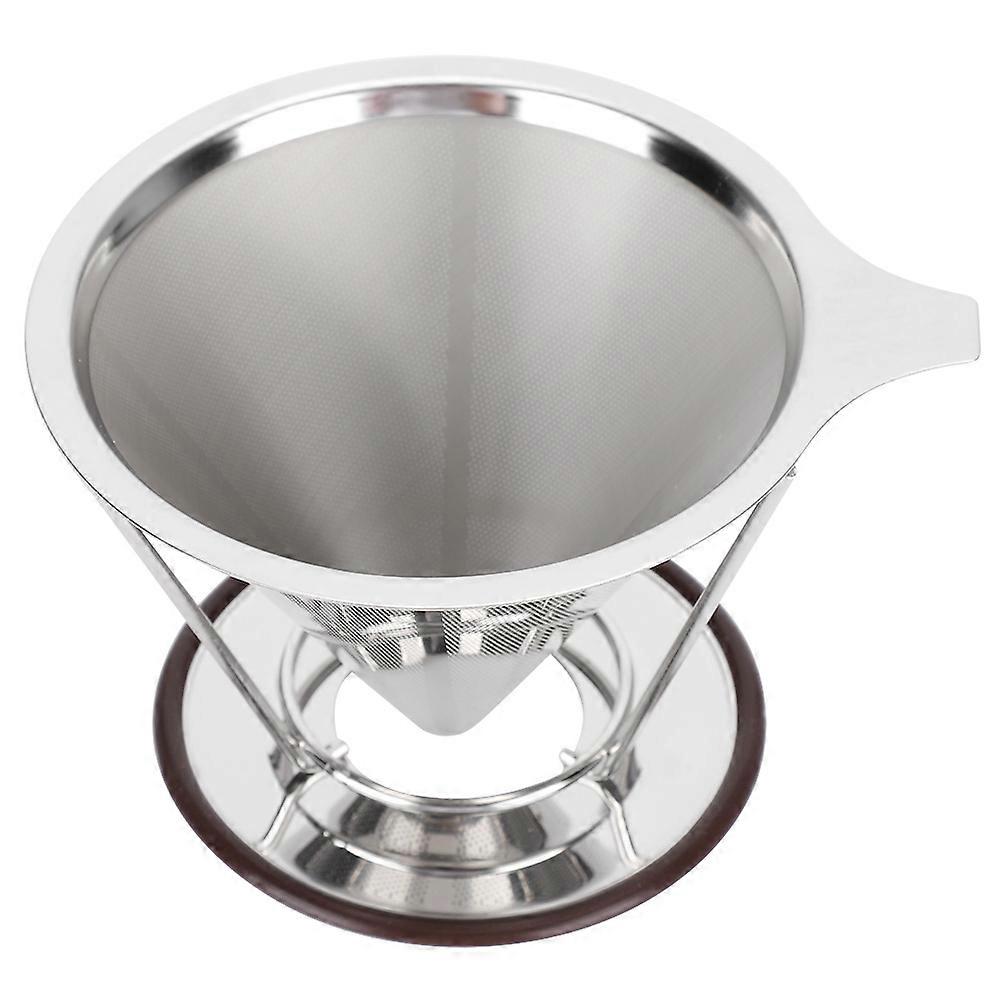 Reusable Stainless Steel Double Layer Coffee Filter with Rack Coffee Making Accessory