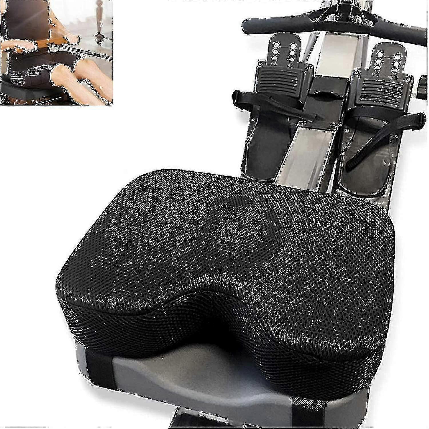 Ergonomic rowing seat cushion with adjustable straps for workouts