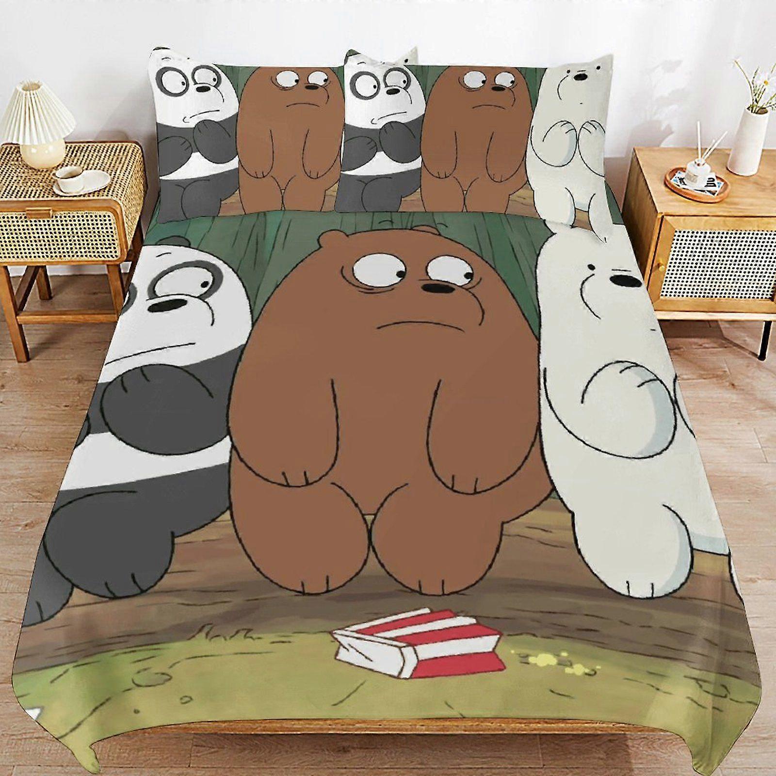 o387 We Bare Bears Season Soft Layer Durable Stitch Practical Fit Thread Finish Duvet Cover Sets with Easy Maintenance d387