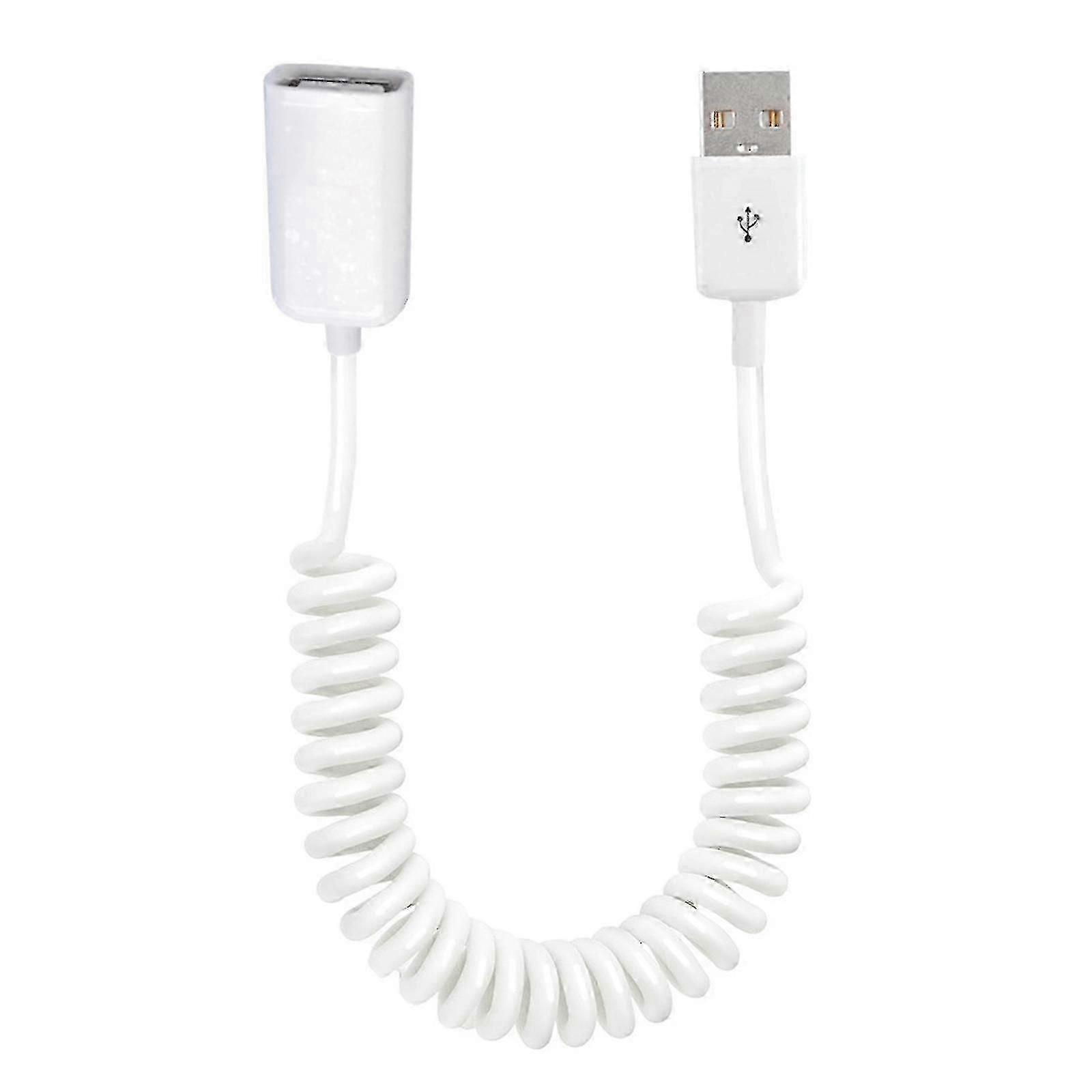 1M/3.2ft Flexible and Durable USB2.0 Male to Female Spiral Coiled Extension Cord for USB Devices, Plug and Play White