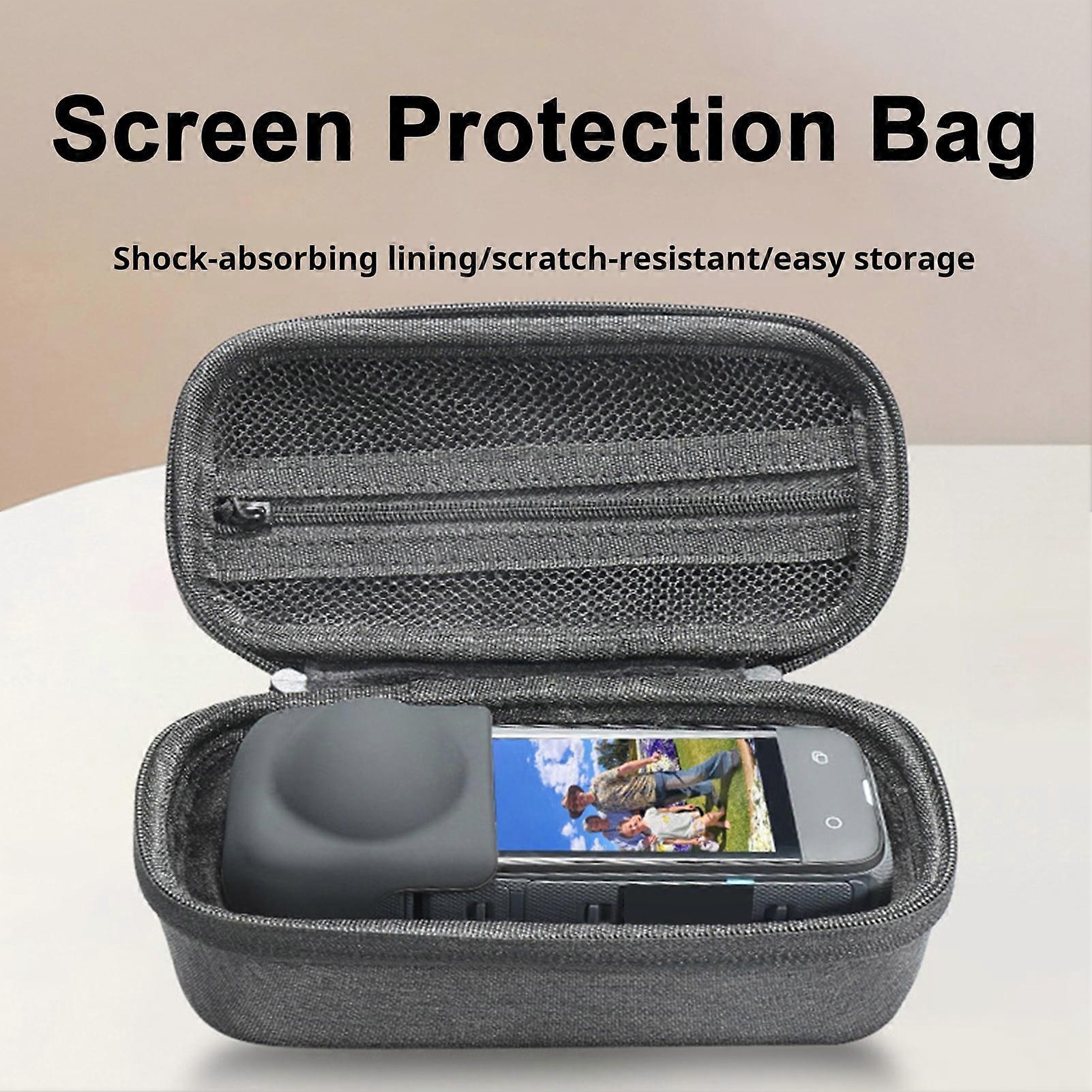 SUSUchens Camera Storage Bag with Double Zipper Design Large Capacity Shockproof Impact Resistant Portable Carry Bag for Insta360 One X4 Black