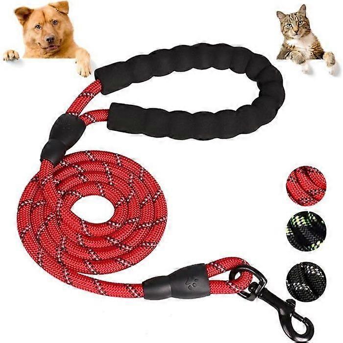 Kambo Dog Leash - 1.5m Rope Length - Red - Foam Handle