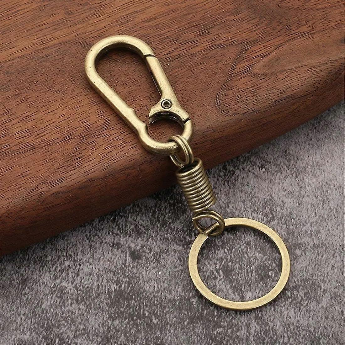 Metal Zinc Alloy Carabiner Keychain Spiral Retractable Spring Coil Key Ring Holder Organizer AntiRust A1pc
