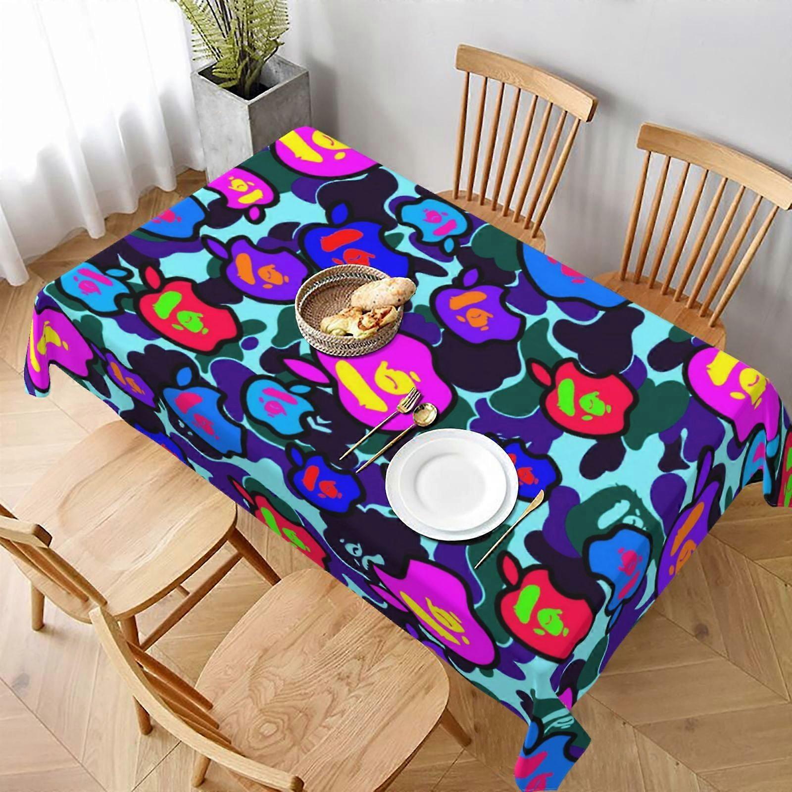 Ba-Pe Shark Teeth Rectangular Tablecloth Water Resistance Spillproof Table Cloth for Dining Room