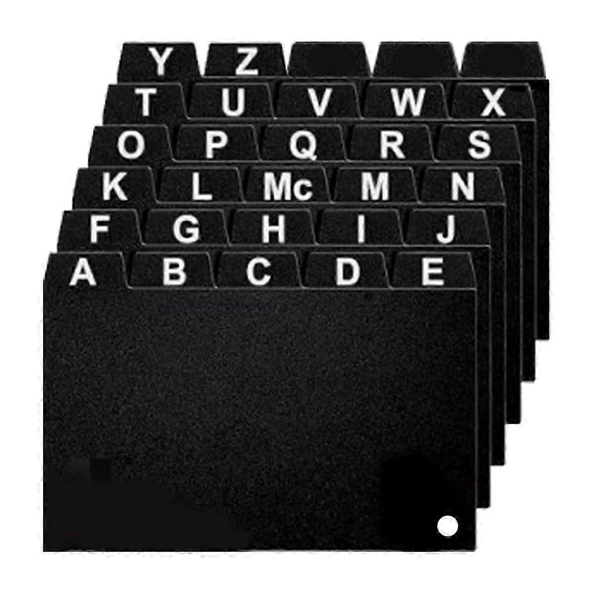 Black Index Card Dividers 30-Pack 3x5 Inch with Alphabetical Tabs and Ring Index for Organizing Data