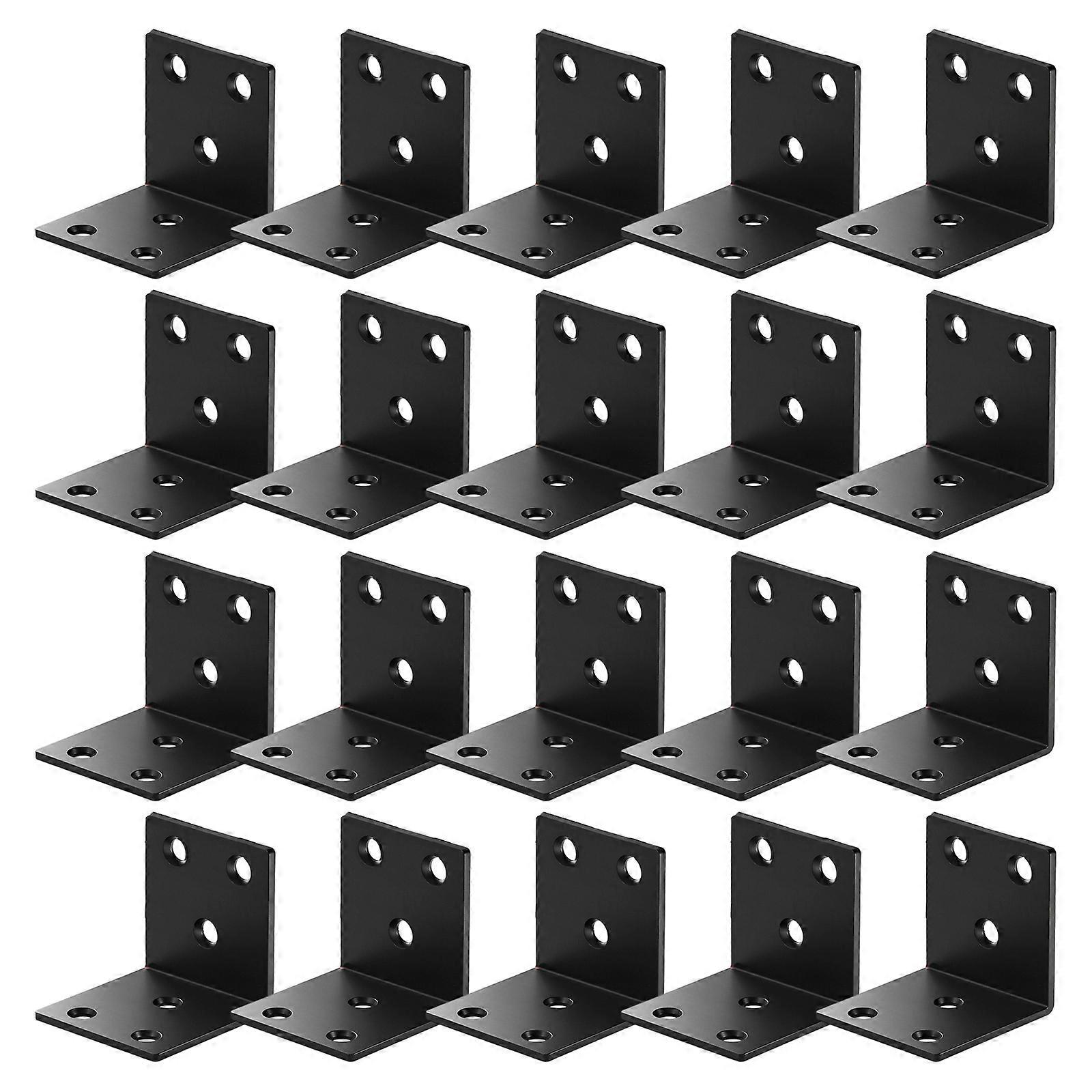 20pc Reinforced Metal Corner Brackets with Screws for Bookshelves Table Frame Stabilization Multicolor
