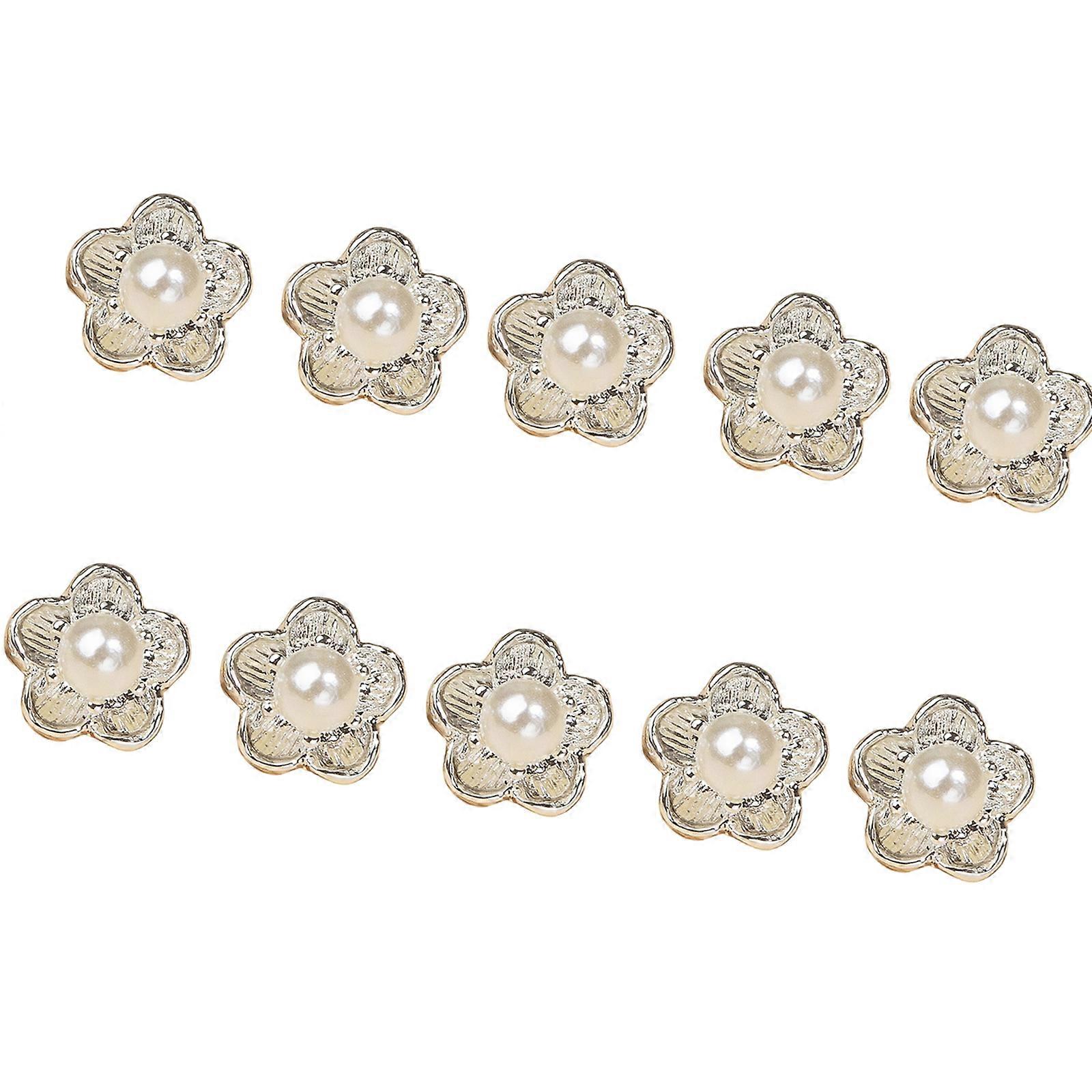 Alloy Pearls Button With Florals Designs For Clothing And Craft Applications  silver
