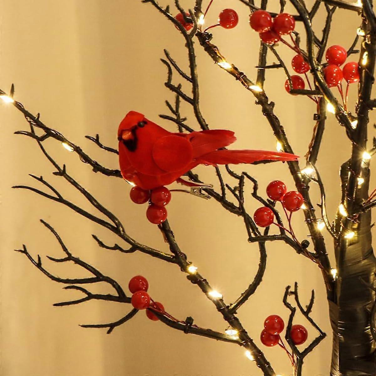 Vintage Glowing Tree with Bird LED Tree Lamp With Red Bird, Lighted Branches, Table Decor