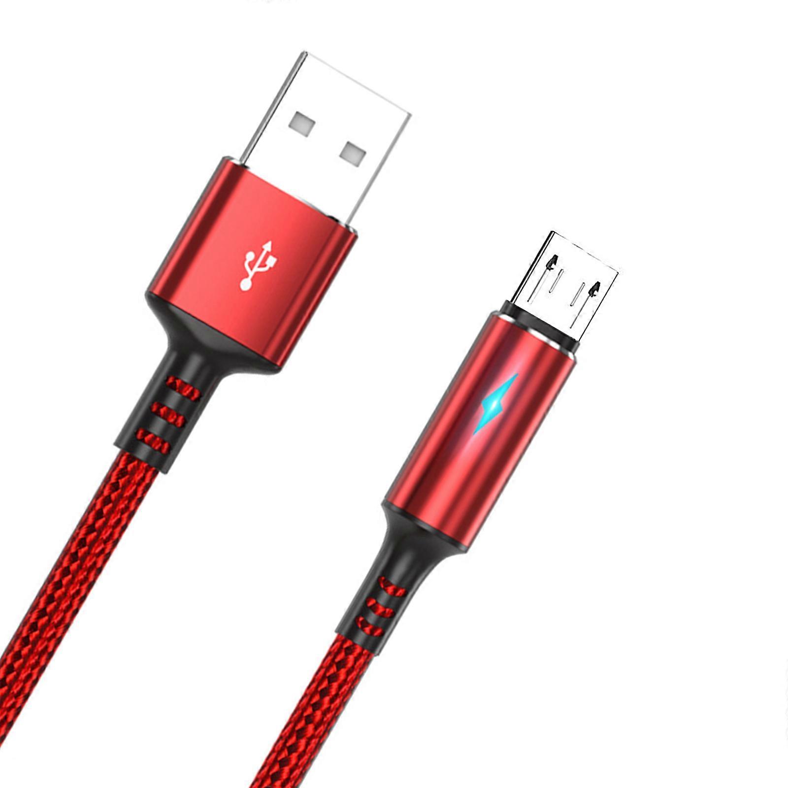 Short Micro USB Cable, USB to Micro USB NylonBraided Fast Charge Cable,Support 480Mbps Data Transmission  Red