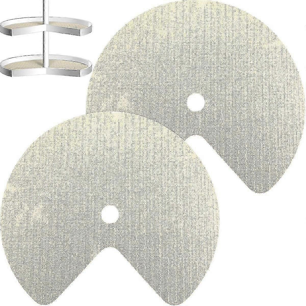 2Pcs Lazy Shelf Liner Circle Kitchen Liners Non Adhesive Cabinet Liners Non Slip Fridge Mats for Drawer Pantry 31Inch-A