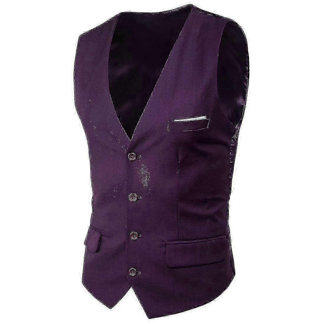 Plus size single breasted waistcoat for men solid color business vest