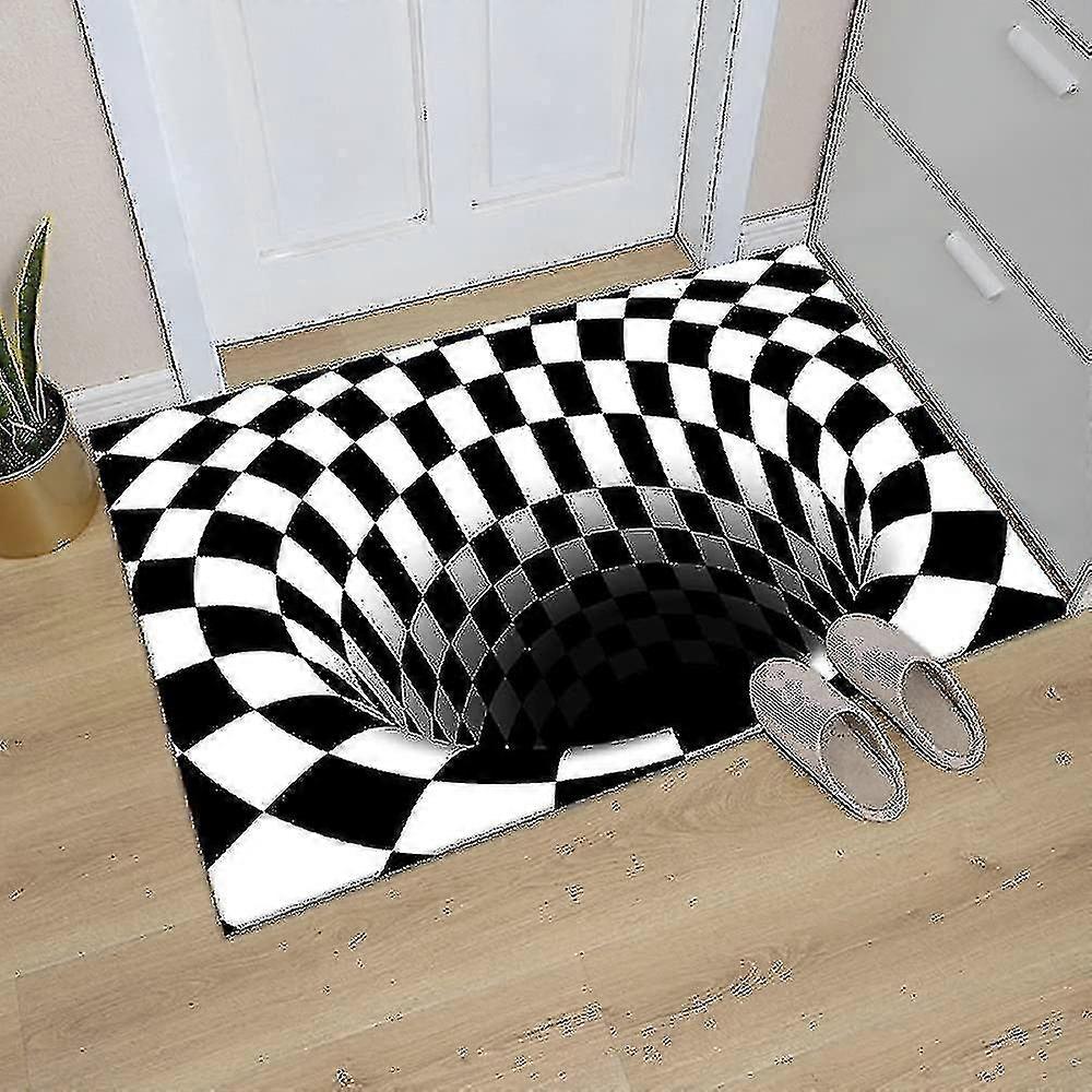 Optical illusion area rug for home in checkered pattern