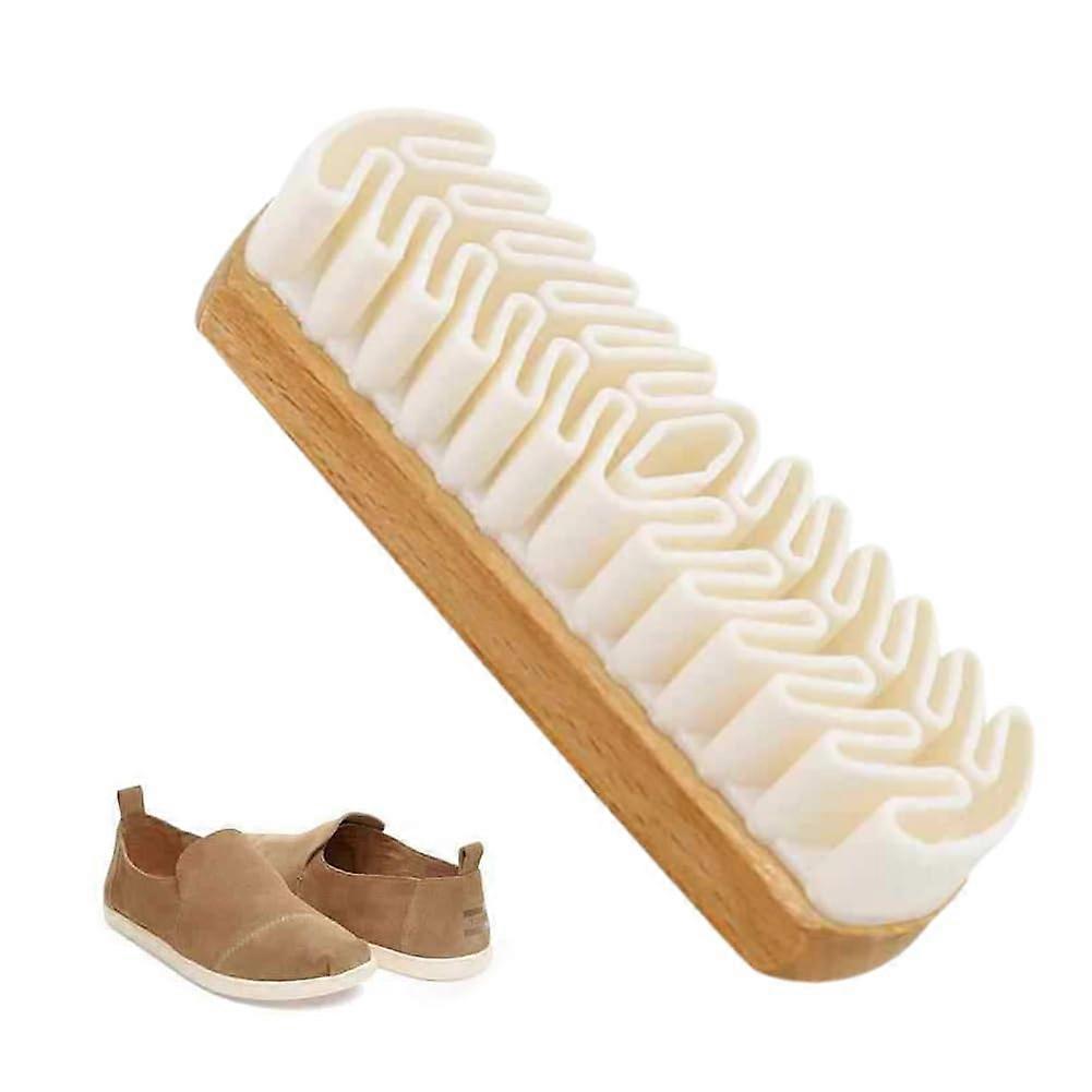 Suede Shoe Brush and Eraser with Soft TPR Bristles and Wooden Handle for Leather, Sneakers, Stain and Scratch Removal, Portable One Size 1pc