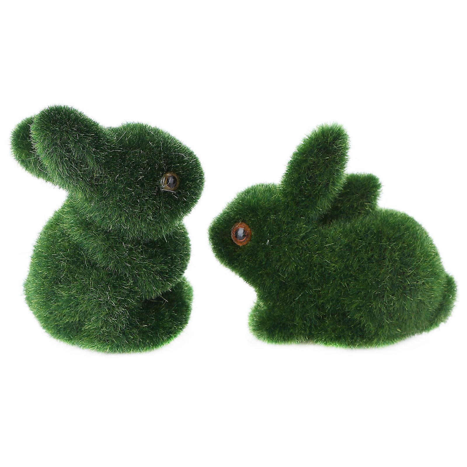 2Pcs Simulation Rabbit Adornment Decorative Bunny Figurine Model (Random Style)
