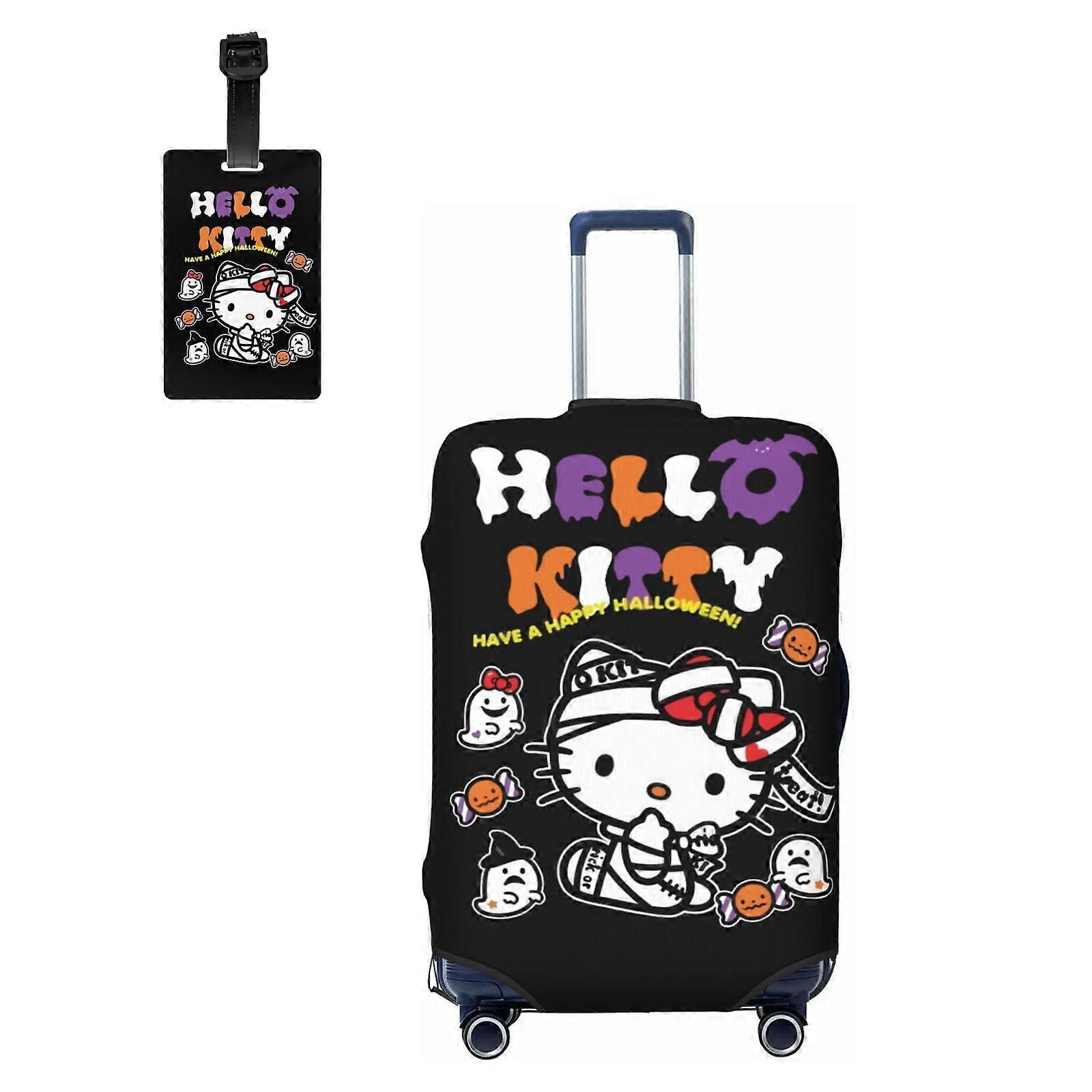 Hello Kitty resväskeskydd, tvättbart elastiskt bagageskydd för 18"-21" resväska med dold dragkedja