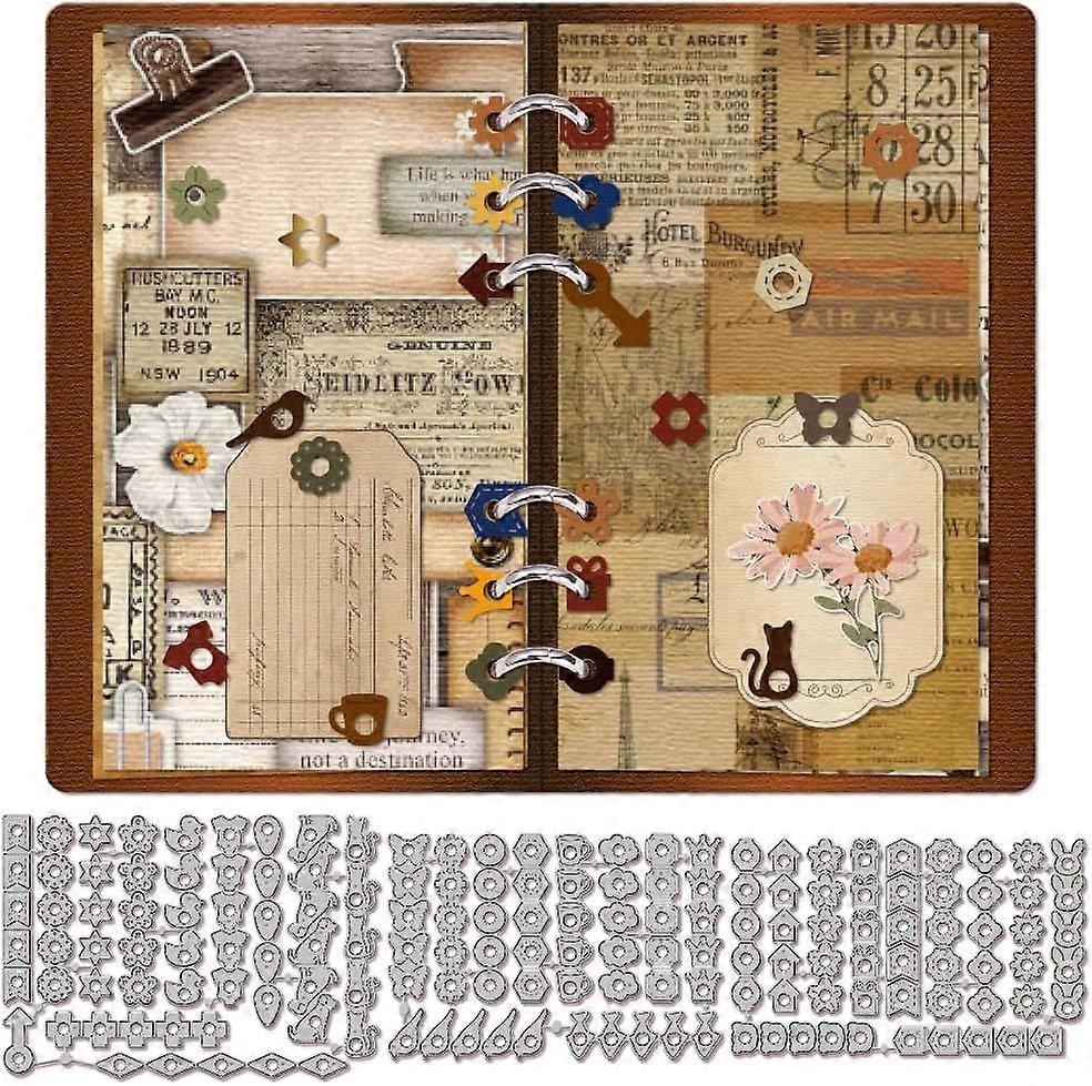 Page Tab Hole Reinforcement Cutting Dies for DIY Scrapbooking Metal Flower Gift Box Arrowhead Designs Die Cuts Embossing Stencils Template for Paper C