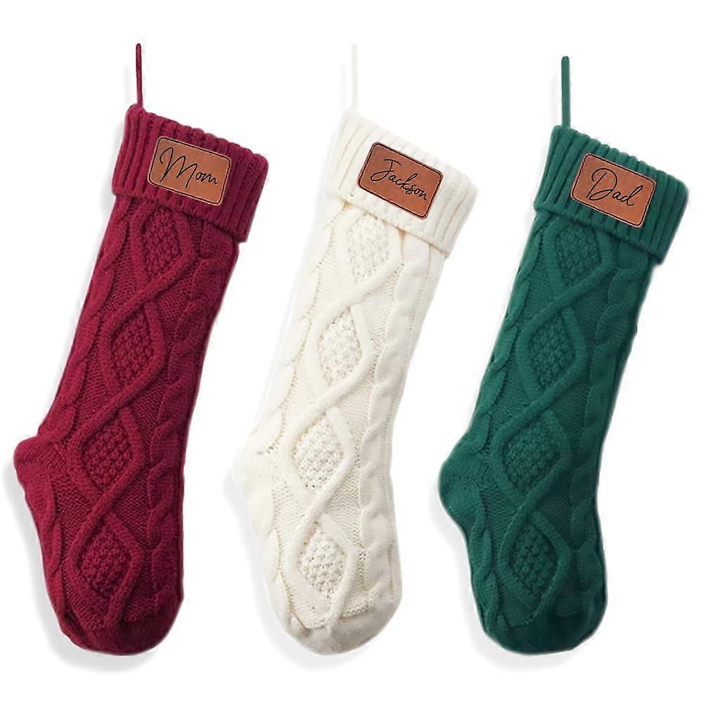 Knitted Christmas Stockings with Custom Name for Family Holiday Decor