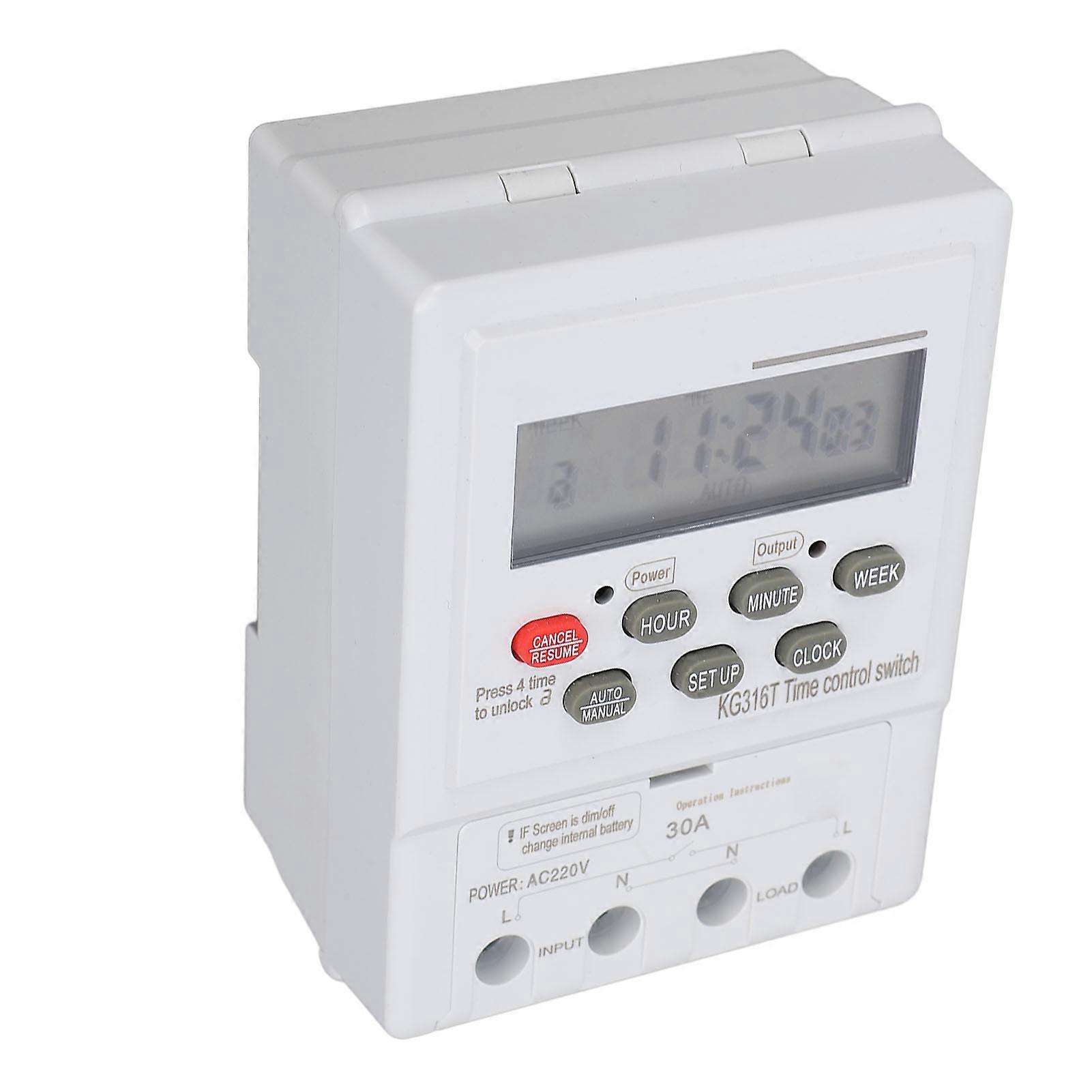220V 30A 7-Tage programmierbarer digitaler Timer für Haushaltsgeräte, 1 Min - 168 Stunden Zeitschalter