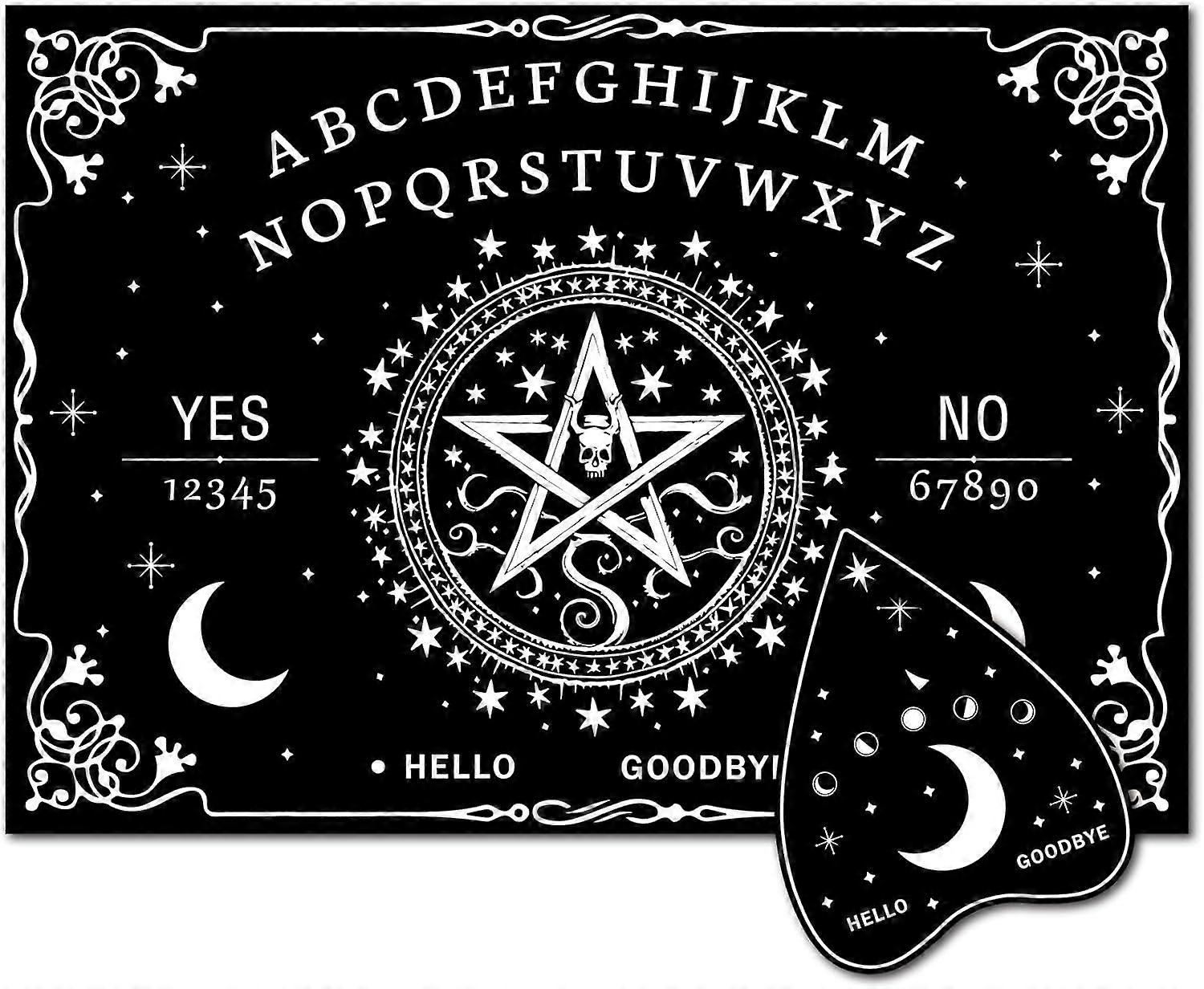 Pentacle Wood Spirit Board Dowsing Divination Set with Planchette Metaphysical Message Telling Tool Stuff Cratfts for Spiritual Games Party 11.8x8.3 I