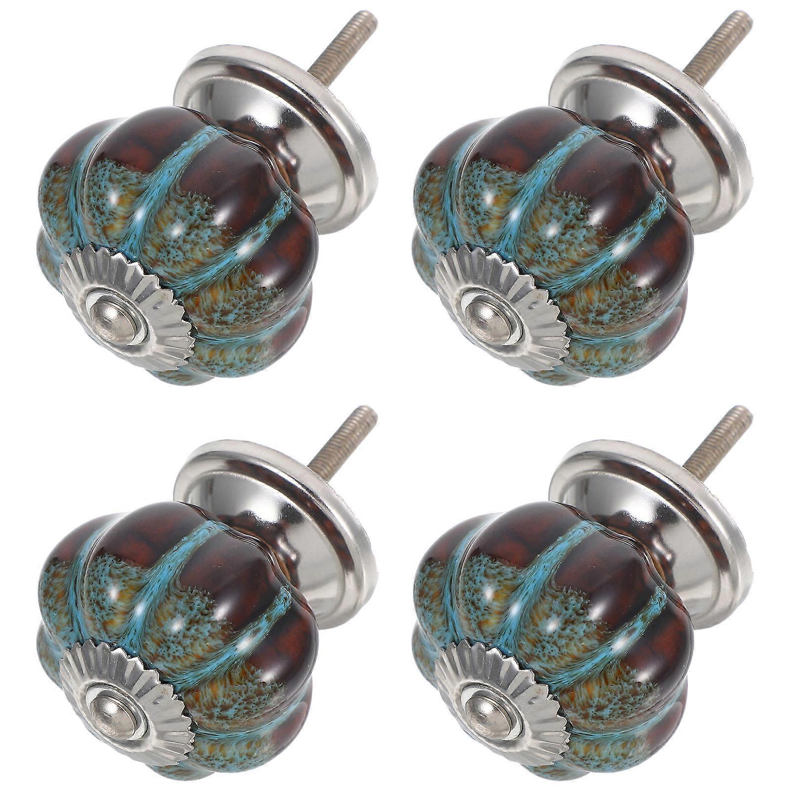 Ceramic Pumpkin Cabinet Knobs for Drawer Decorative Handles 6Pcs Set