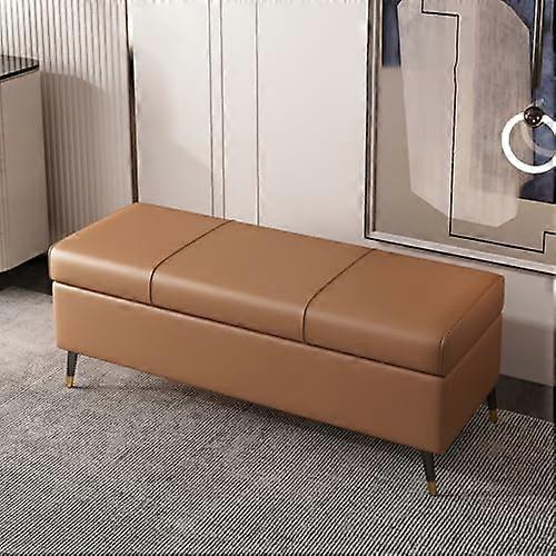 Storage Bench with Hidden Compartments and Cushion Seat, 47 Inch Entryway or Bedroom Use