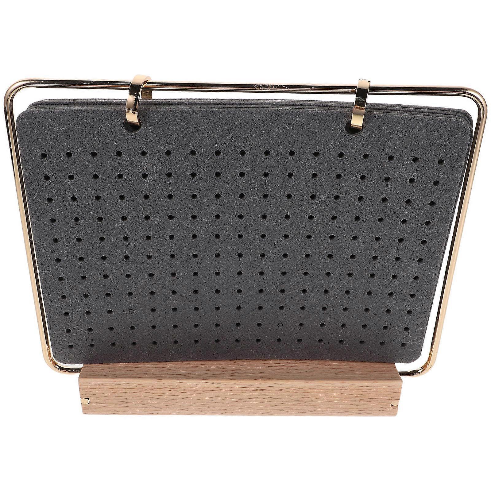 Brooch Display Holder Felt Organizer for Display with Wooden Base 6 Pages