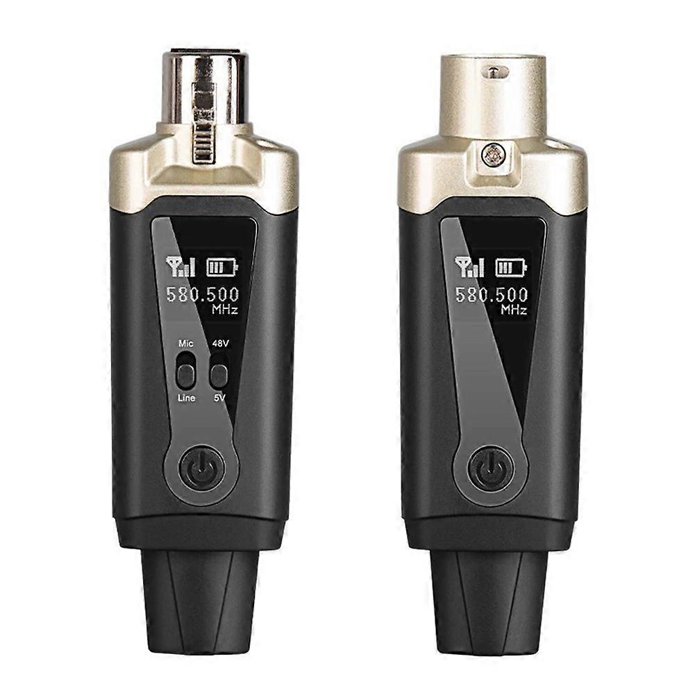Wireless Microphone System XLR Mic Converter Adapter UHF Automatic Transmitter Setup for Condenser Dynamic Mic