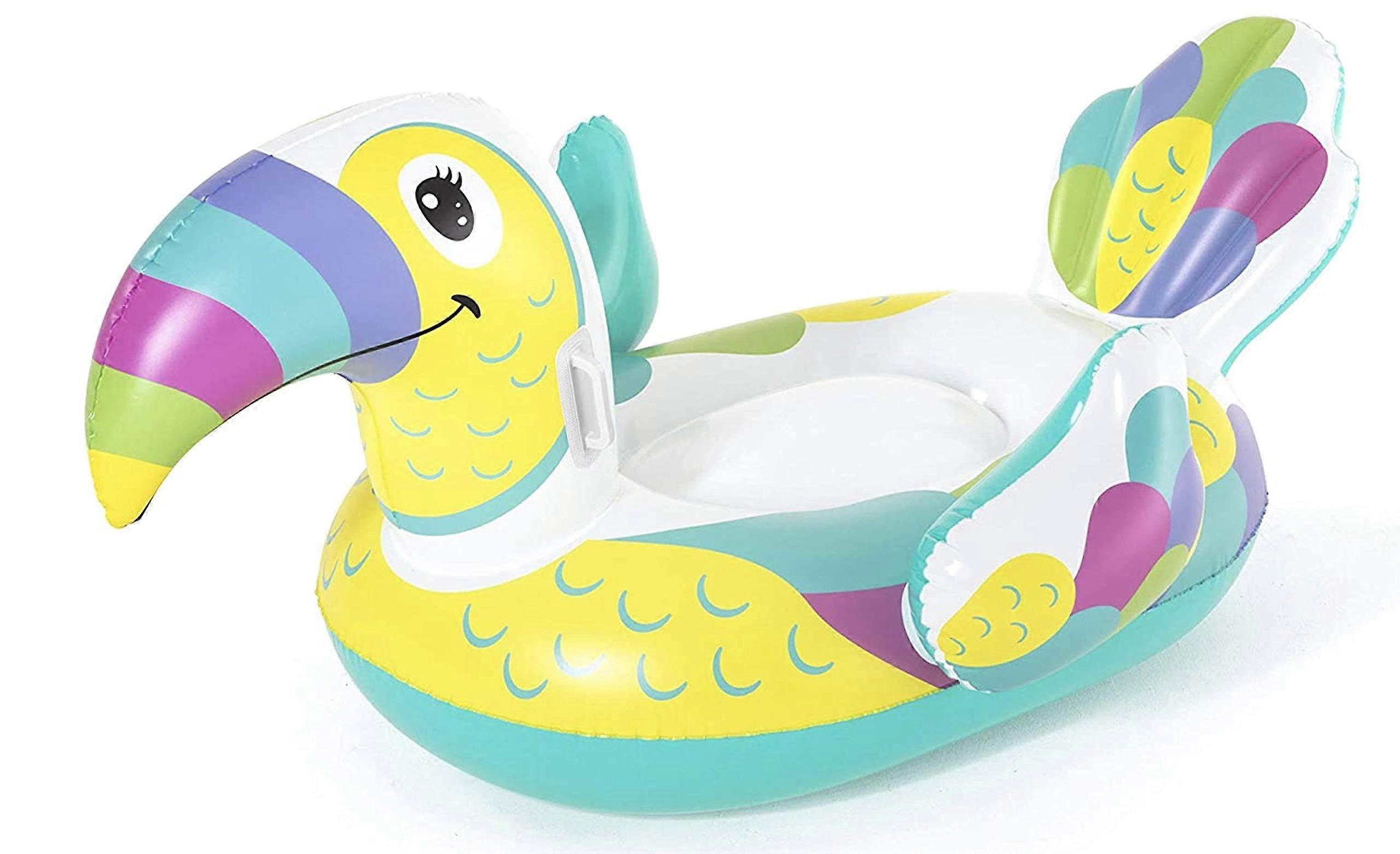 Large Toucan Inflatable Pool Float RideOn with HeavyDuty Handles, 68 Inch Colorful Design