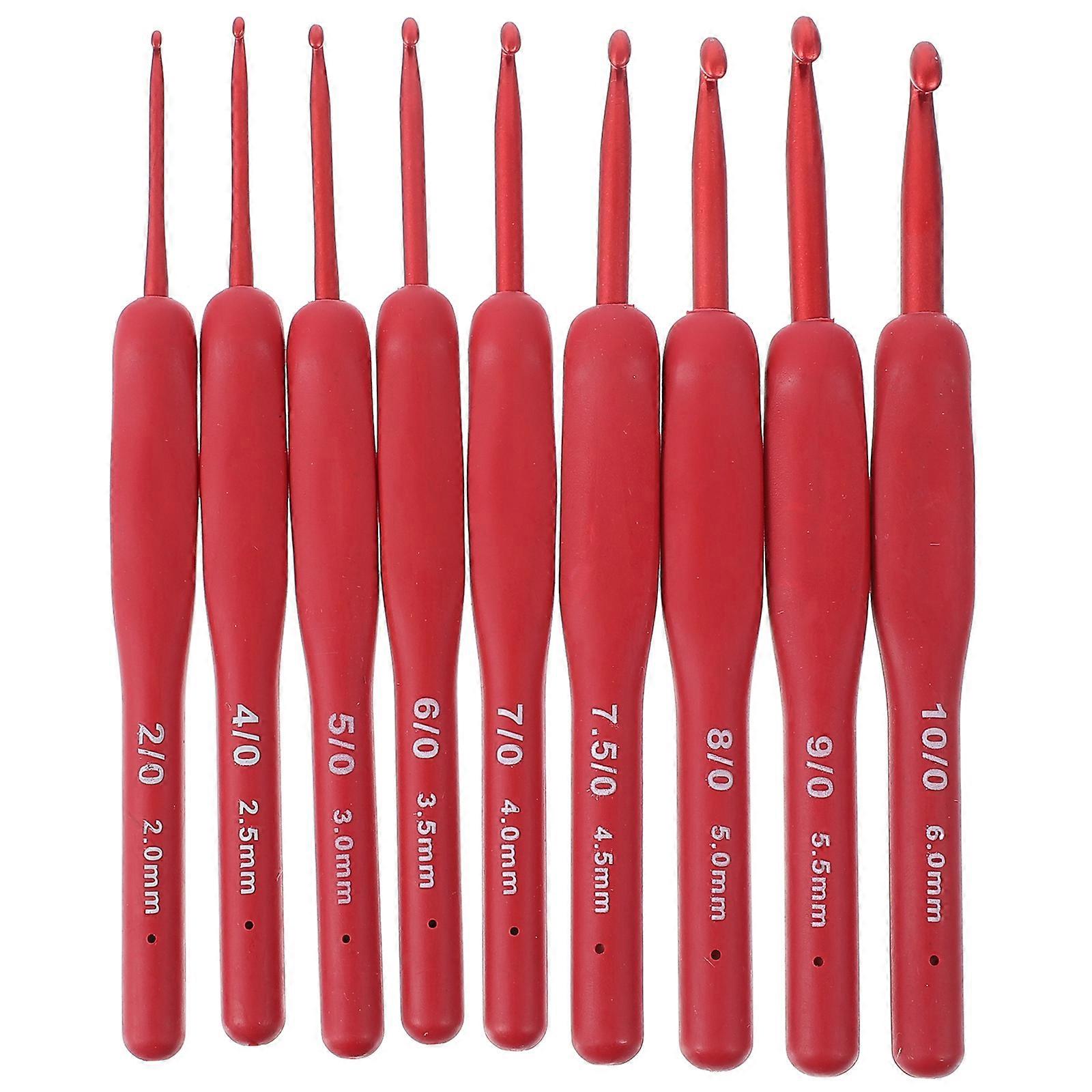 Knitting Tools Aluminum Crochet Hook Set for Handmade 27Pcs Red Handle
