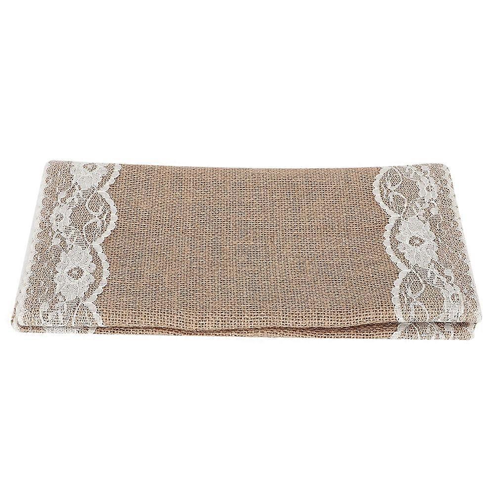 Delaman Table Runner, 101 x 11in Practical Christmas Table Runner Linen Sturdy Durable Table Flag for Home Desktop, Party Desktop(beige)