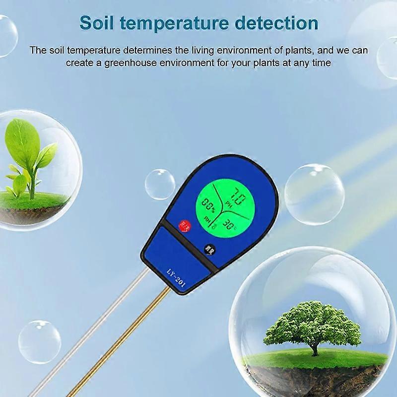 Digital 3-in-1 Soil Moisture and pH Meter with Backlight LCD Display for Garden, Lawn, Farm, Indoor and Outdoor Plants
