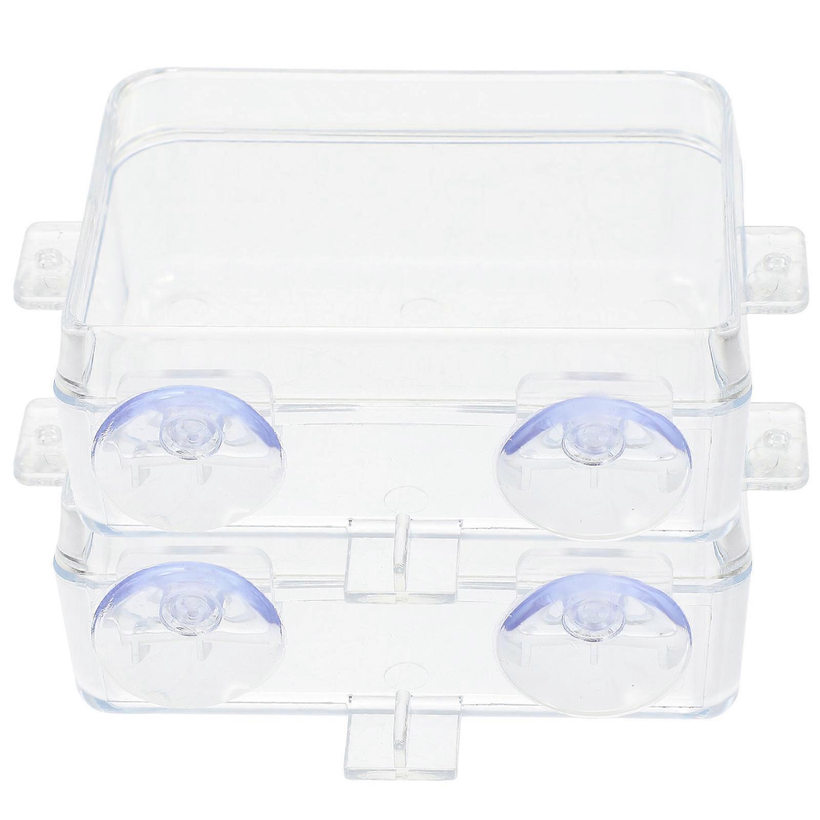 Reptile Feeding Boxes Transparent Feeders with Suction Cup 8Pcs