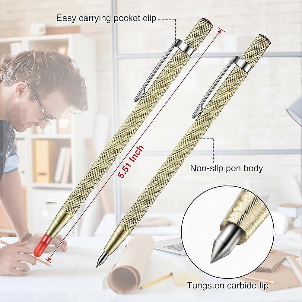 7 Pcs Carpenter Mechanical Pencil 2-In-1 Set with Solid Refills Carbide Scriber and Deep Hole for Architect DIY Projects