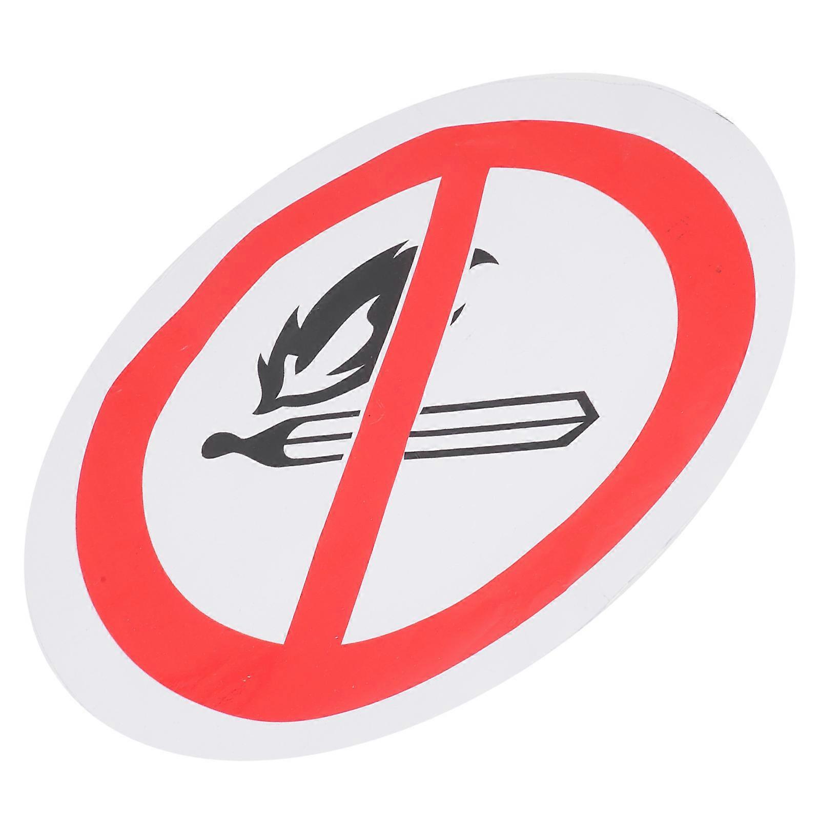 Round Warning Sign Sticker No Open Flames for Work Safety 1 Piece