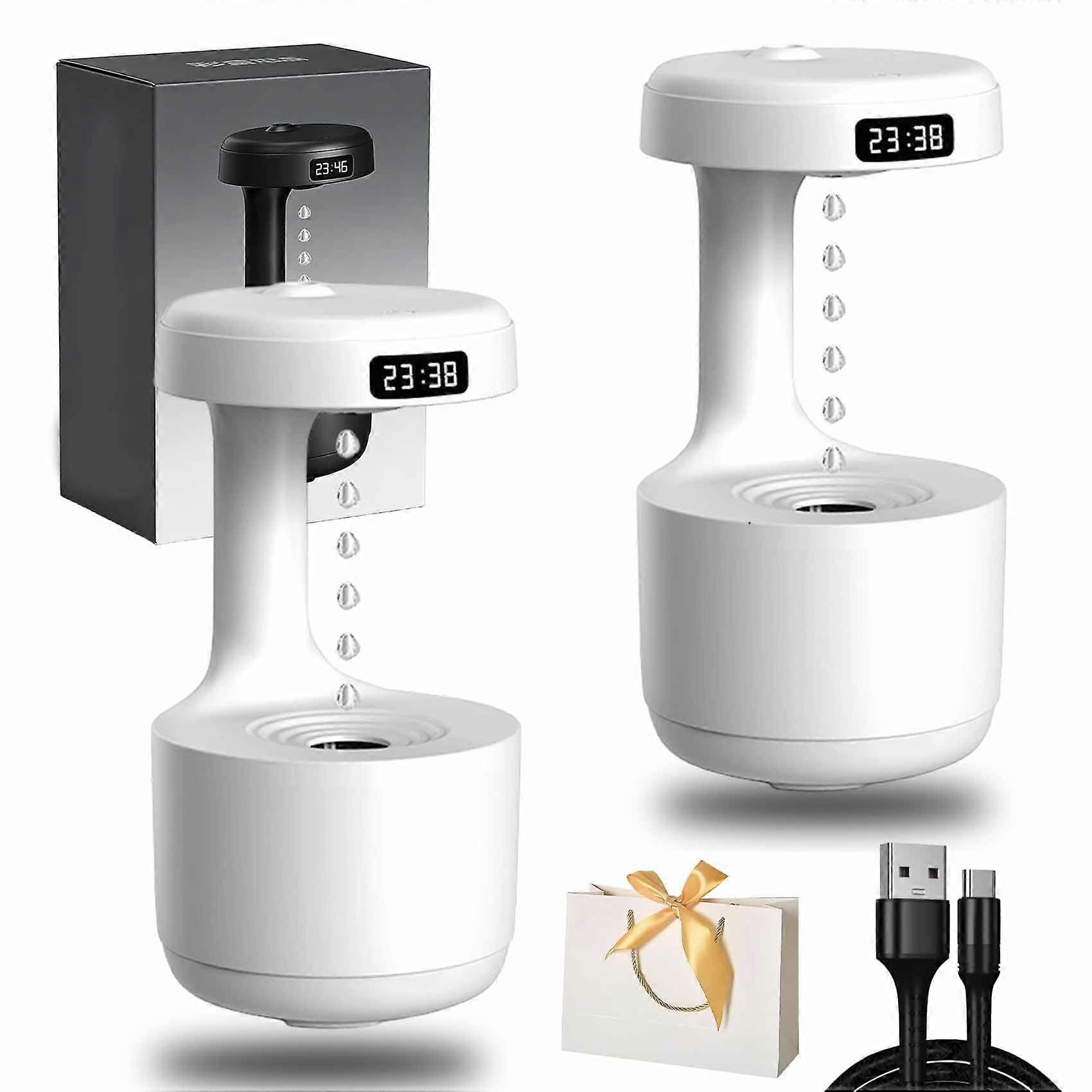 Anti Gravity Humidifier 600ML 2PCS with Floating Design, Ultrasonic Cool Mist, Timer and Night Light for Bedroom Office