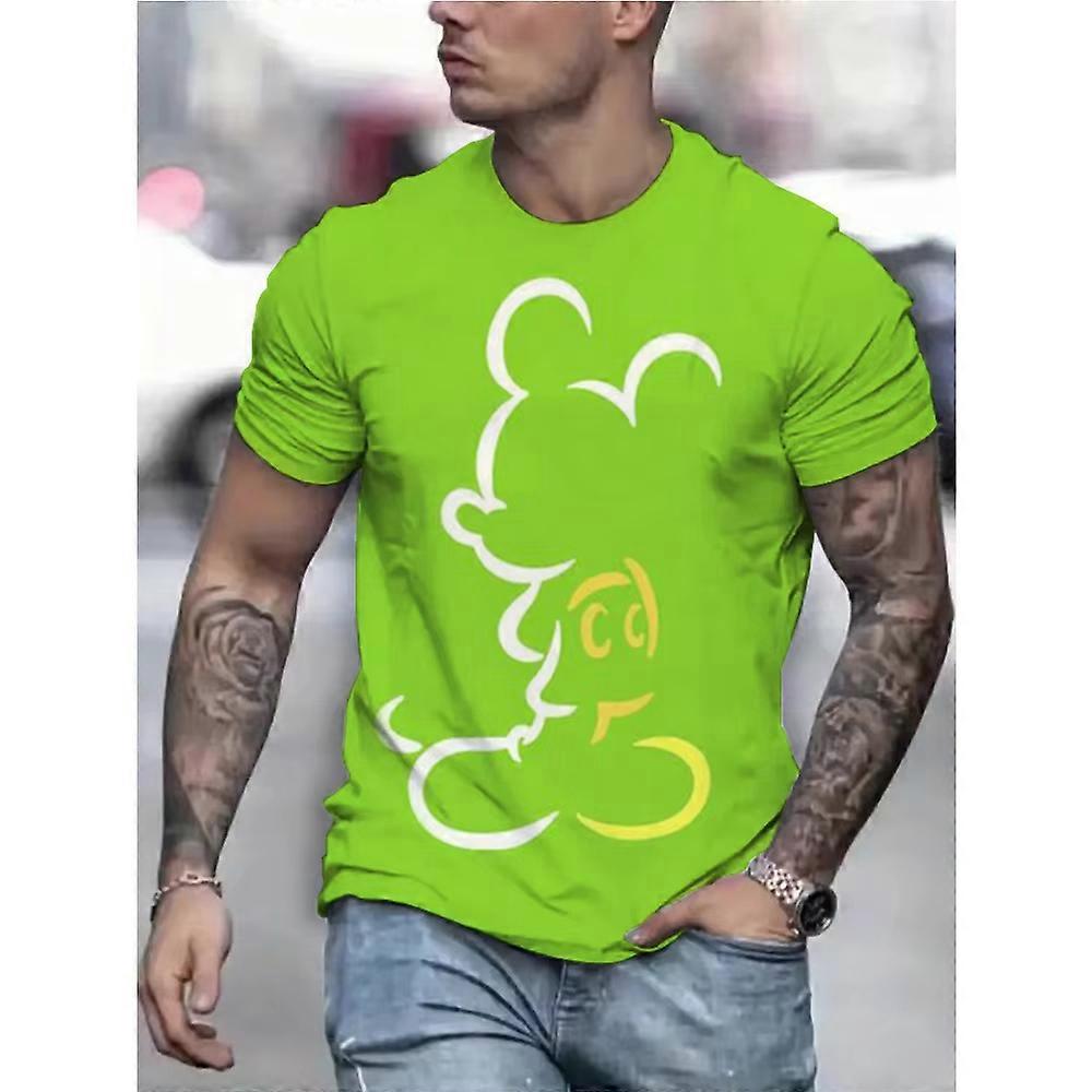 T-shirt manches courtes col rond pour homme, estival et d��contract��, Vintage, surdimensionn��, imprim�� en 3D, Disney Mickey Mouse, 2026