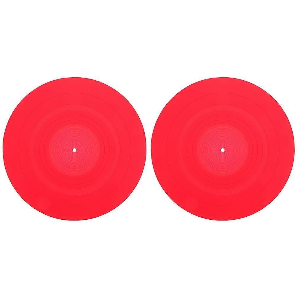 Red Silicone Turntable Platter Mats for Record Player 2Pcs Protective Pad