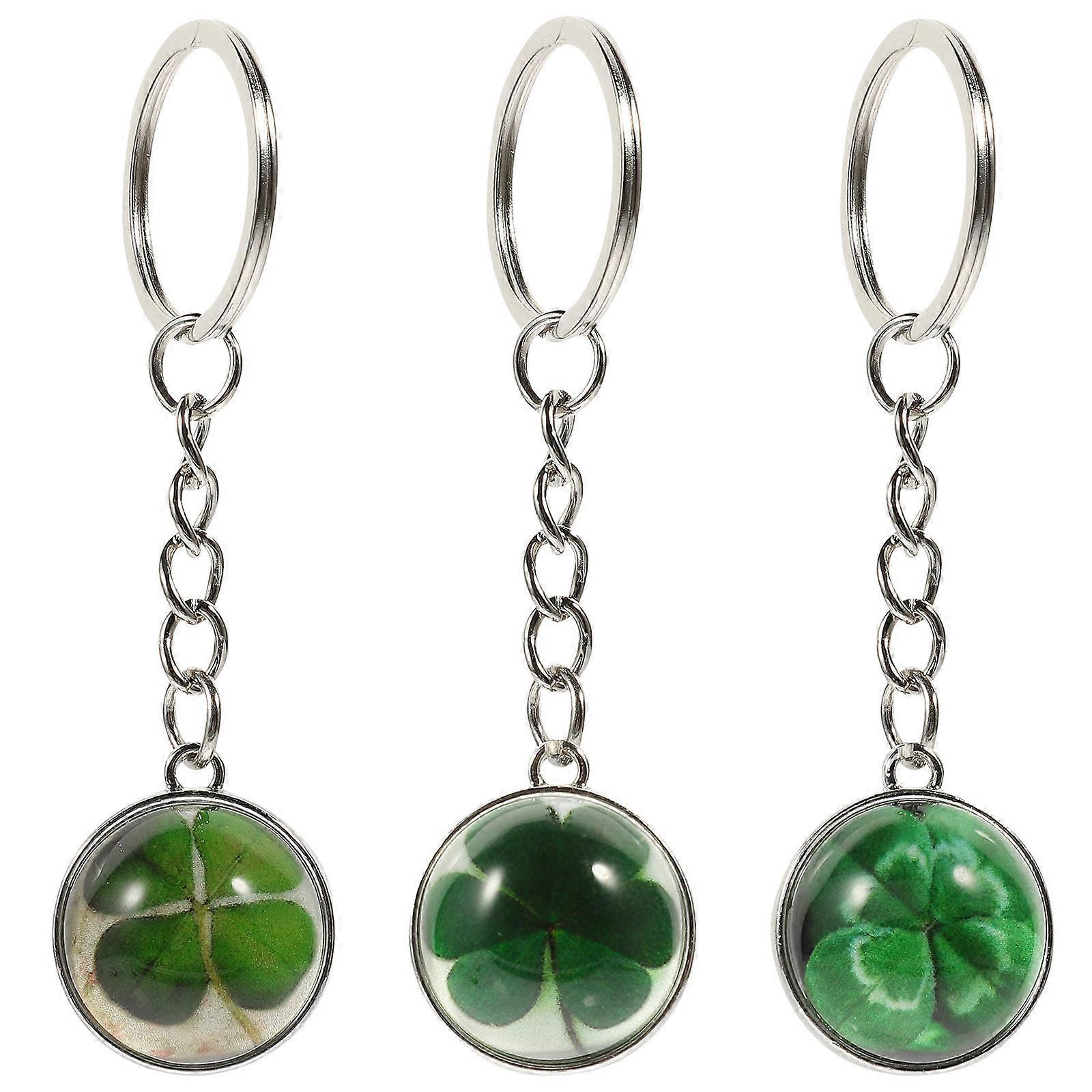 Festival Key Ring Four Leaf Keychains for Decor 3Pcs Assorted Colors