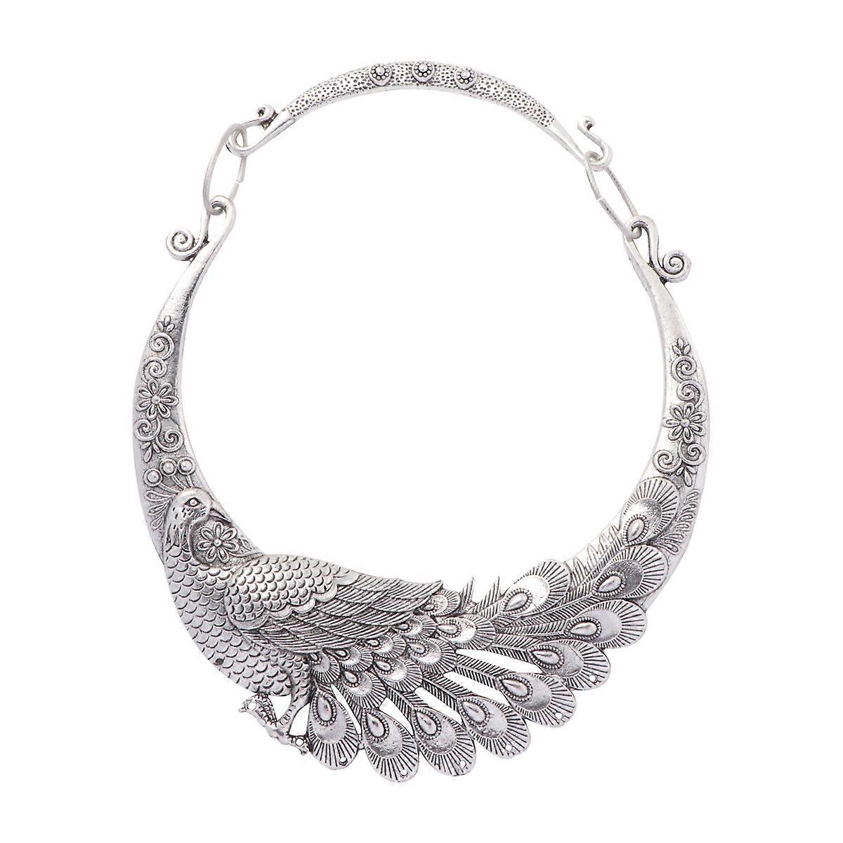 Silver Exaggerated Necklace Retro Neck Chain for Decoration