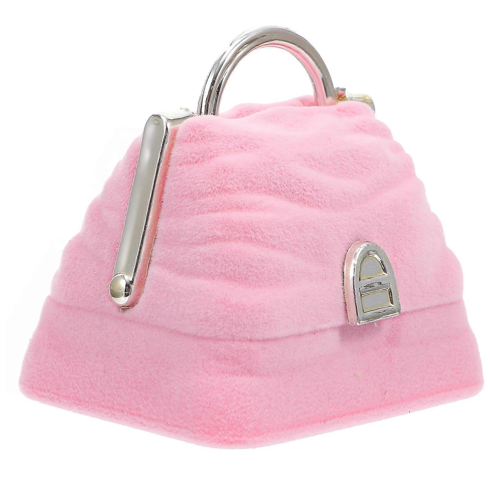 Pink Handbag Ring Box for Proposal with 1Pcs Flannel Material Storage