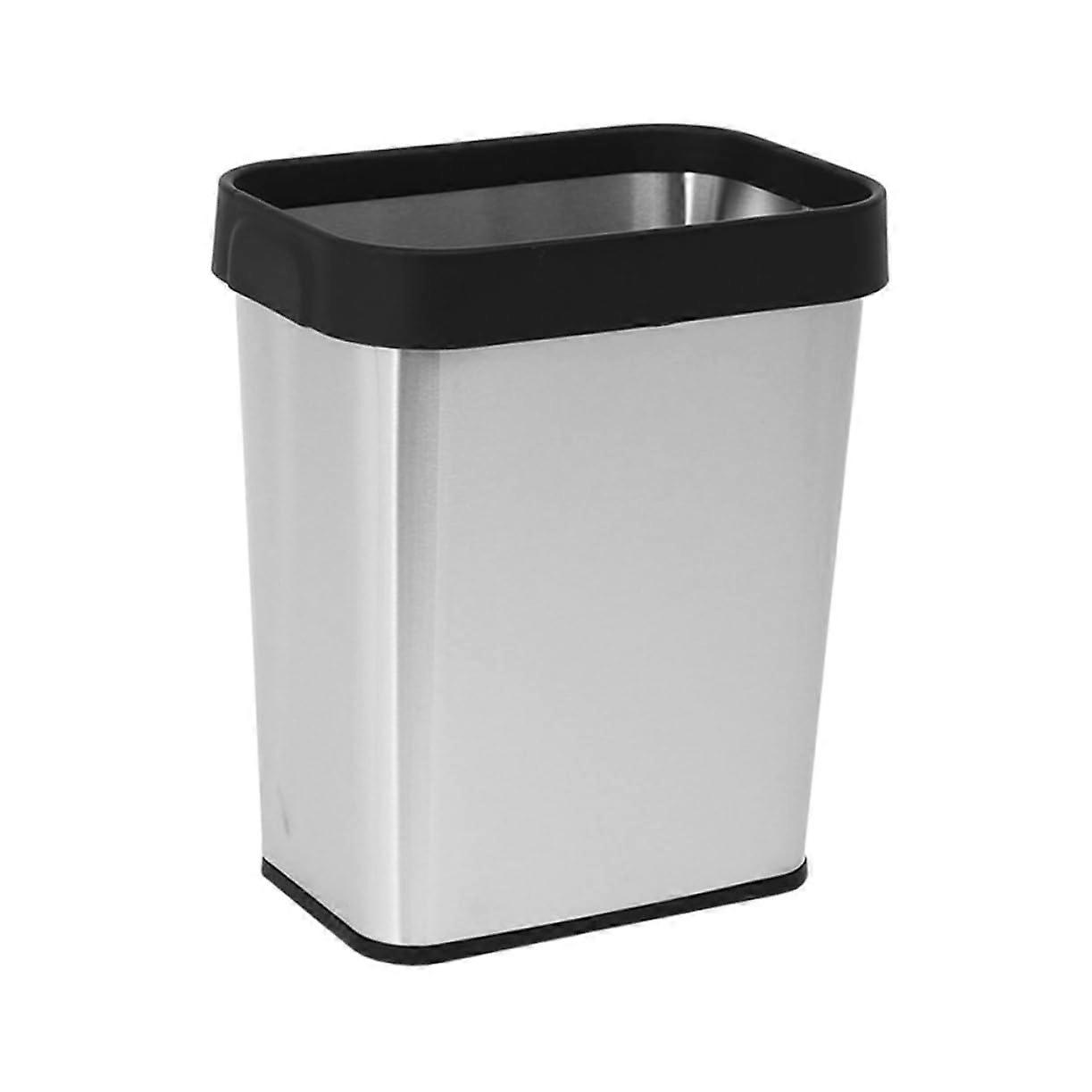Stainless Steel Trash Can with Lid, Compact Rectangular Kitchen Garbage Bin for Home or Office
