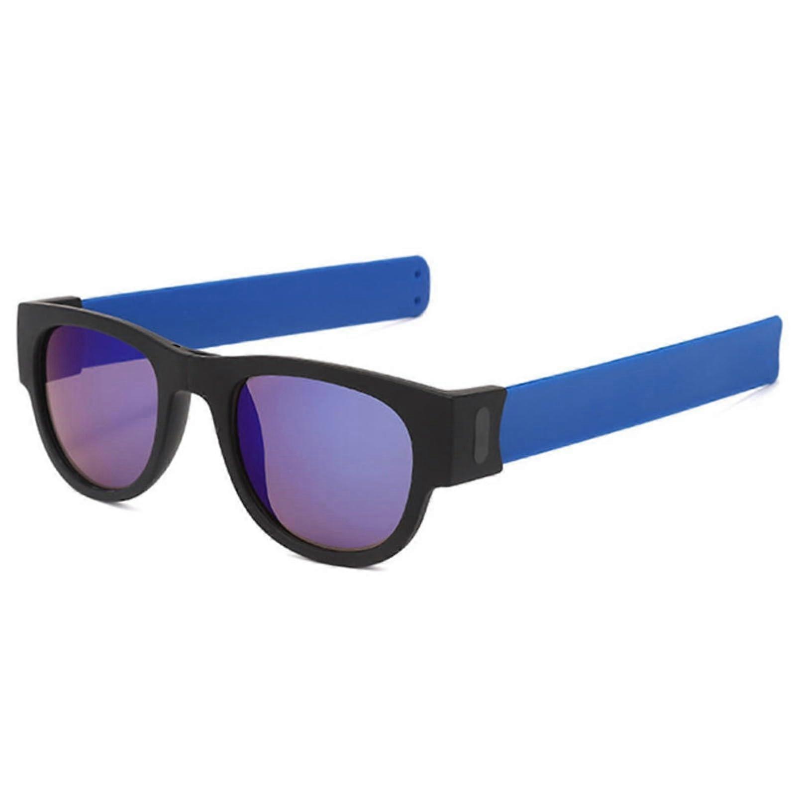 Polarized Travel Sunglasses Foldable Compact Design Aurora Lenses ScratchResistant Frame Blue