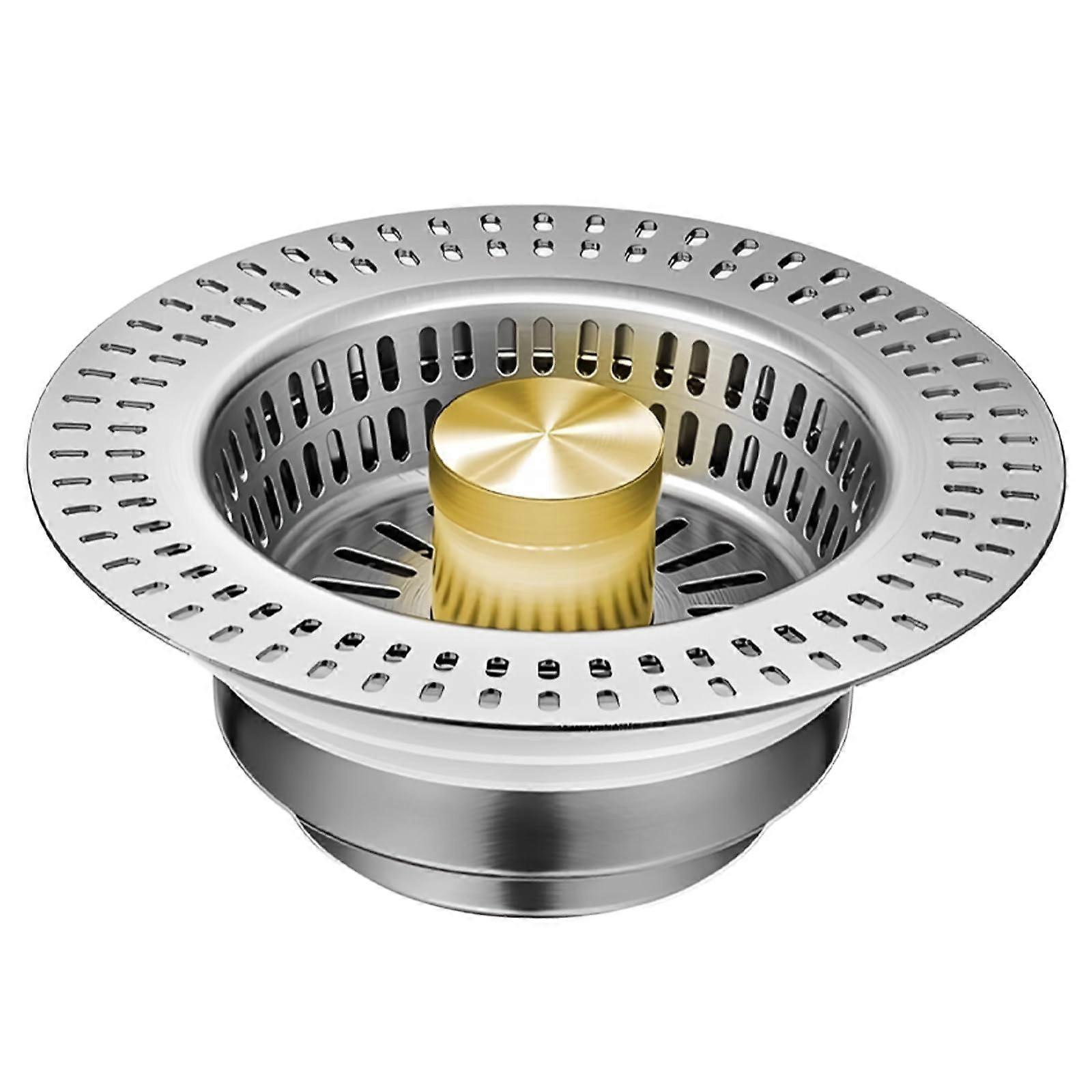 3in1 Kitchen Sink Strainer and Stopper,  Stainless Steel, Quick Drain, Easy Button Control