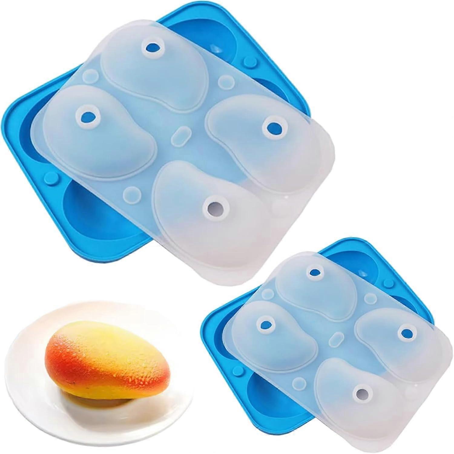 Silicone Fruit Molds 3D Mango Shape 4Cavity HeatResistant for Cake Candy Chocolate Soap Blue